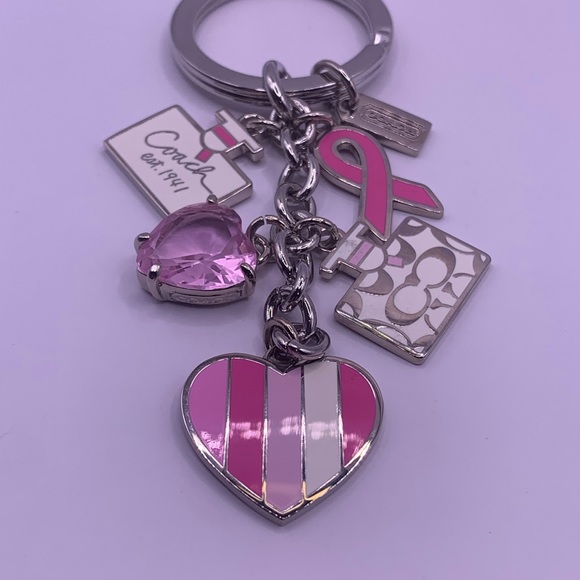Coach 92161 BCA Breast Cancer Awareness Multi Mix Enamel Keychain Key Fob Pink - Picture 6 of 6